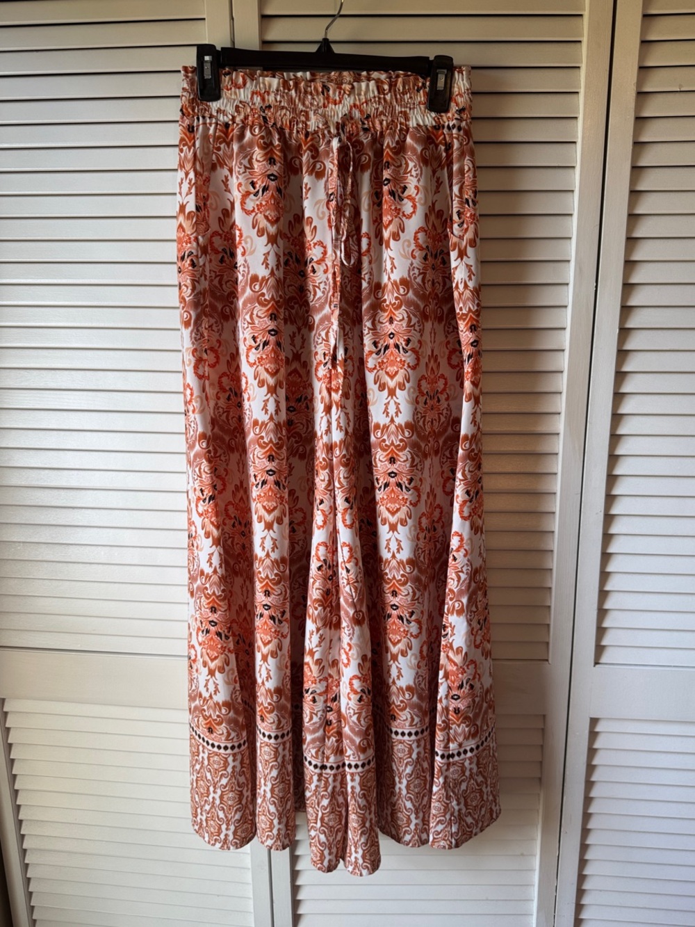 Wide-Leg Bohemian Palazzo Pants in Orange Floral - Picture 5 of 8